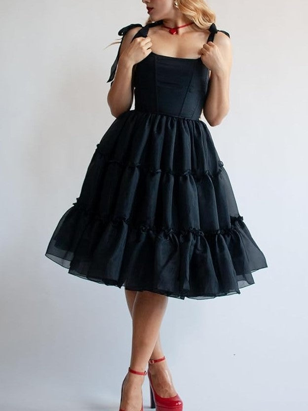 Women's Sexy Bow Spaghetti Straps Corset A-Line Dresses