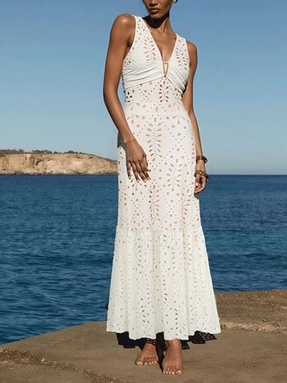 Women's V Neck Solid Color One Piece Swimsuit and Skirt