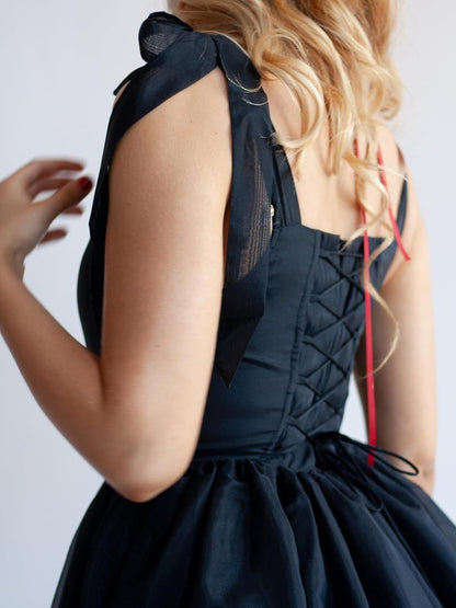 Women's Sexy Bow Spaghetti Straps Corset A-Line Dresses
