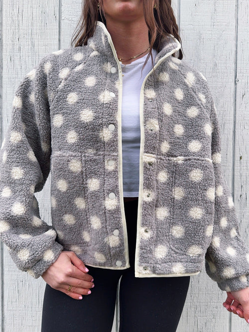 Women's Cozy Polka Dot Teddy Fleece Coat