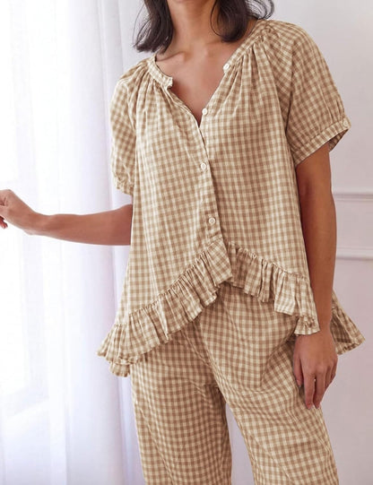 Women's  2 Piece Gingham Pajama Set