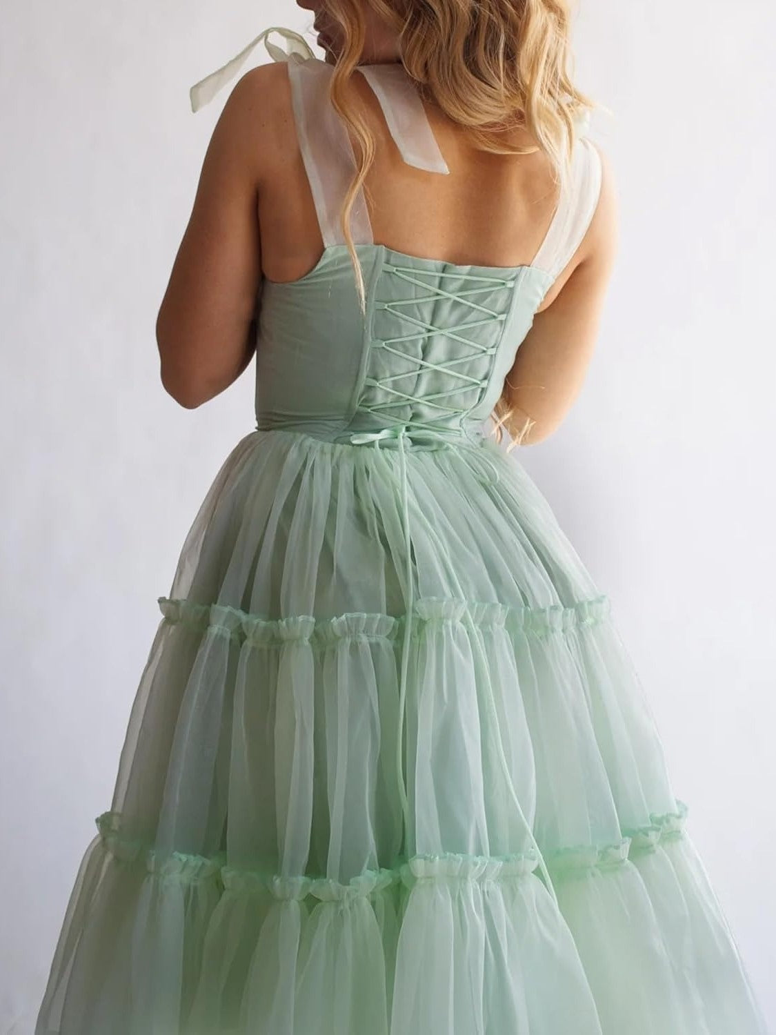 Women's Sexy Bow Spaghetti Straps Corset A-Line Dresses