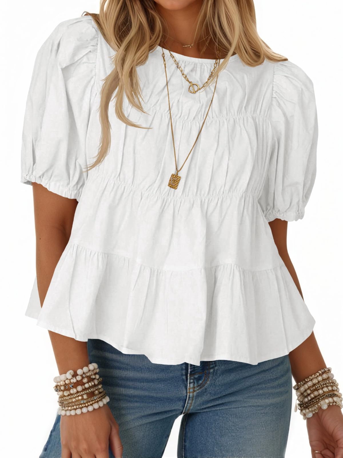 Puff Short Design Women's Ruffled Puff Short Sleeves – Pinklaura™