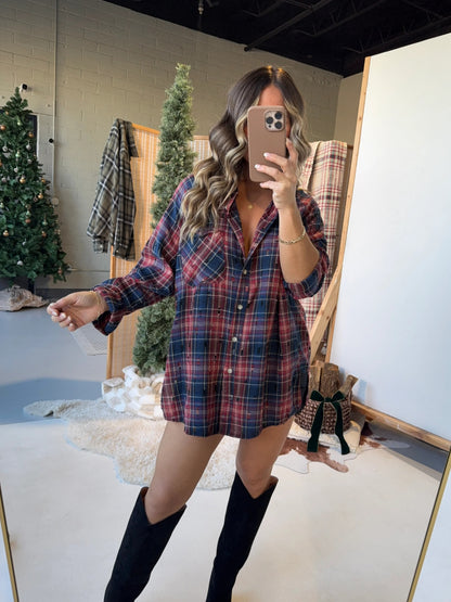 Women's Vintage Distressed Plaid Shirt
