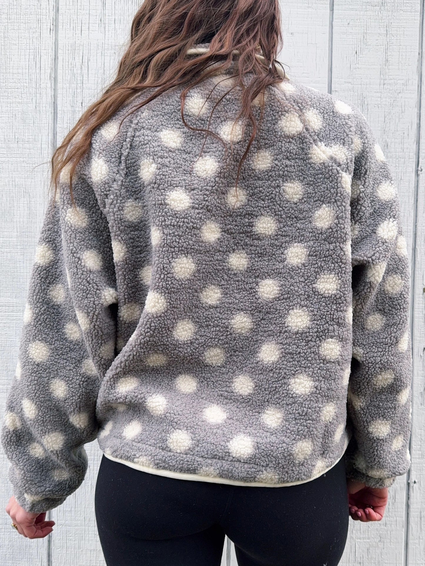 Women's Cozy Polka Dot Teddy Fleece Coat