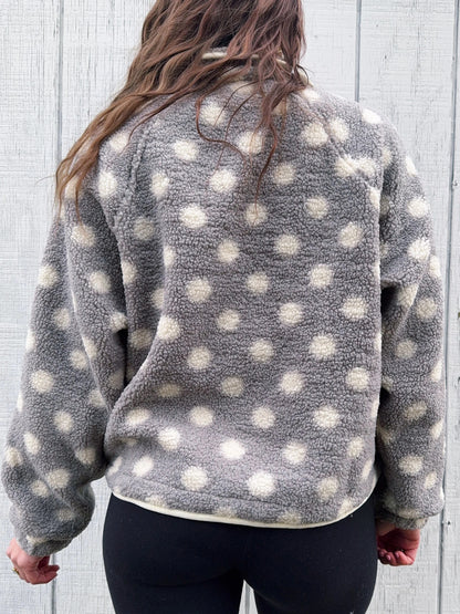 Women's Cozy Polka Dot Teddy Fleece Coat
