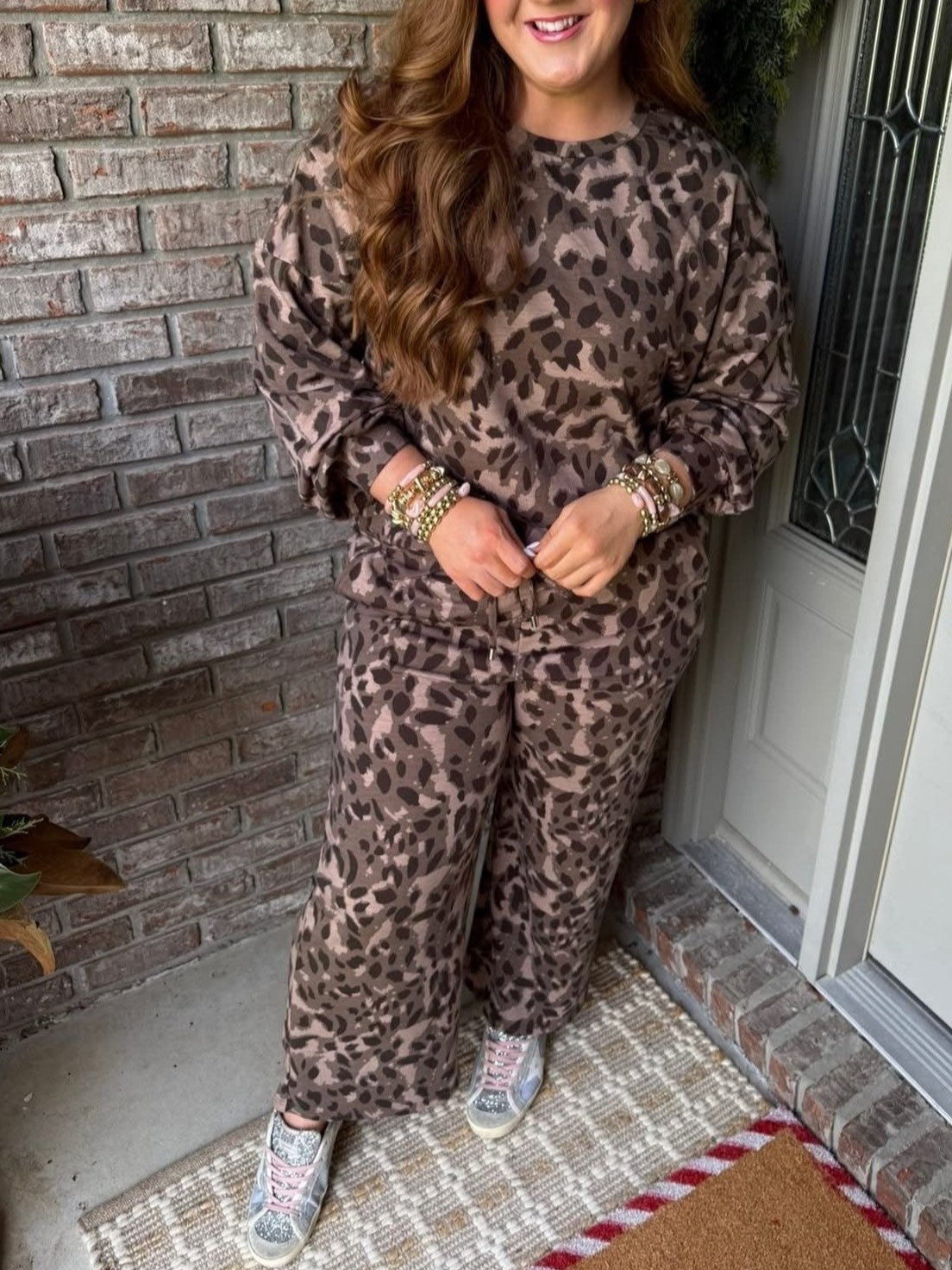 Women's Cozy Leopard Print Two - Piece Set