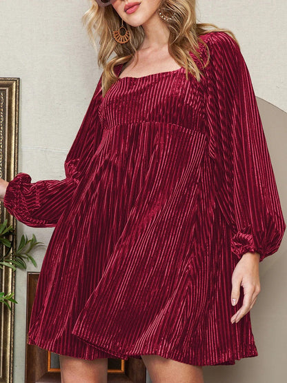 Women's Square Neck Tie Back Ribbed Dress