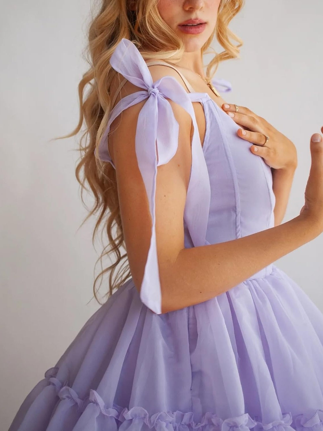 Women's Sexy Bow Spaghetti Straps Corset A-Line Dresses