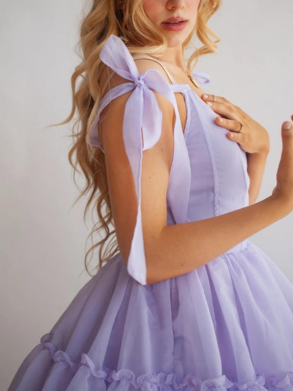 Women's Sexy Bow Spaghetti Straps Corset A-Line Dresses