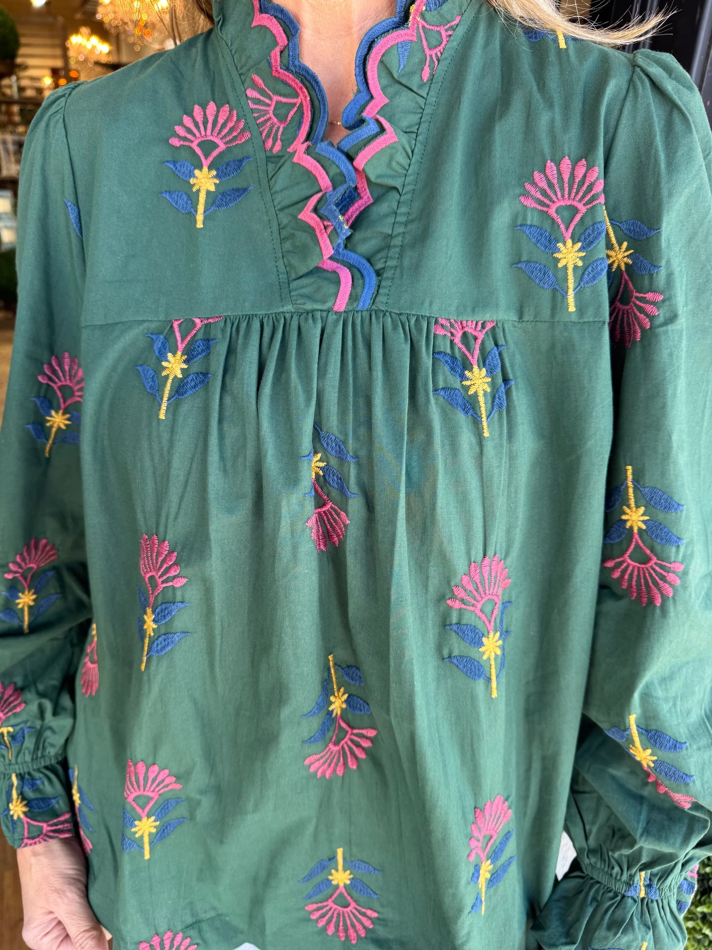 Women's Boho Ruffle-Neck Blouse