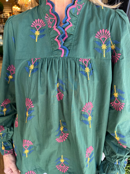 Women's Boho Ruffle-Neck Blouse