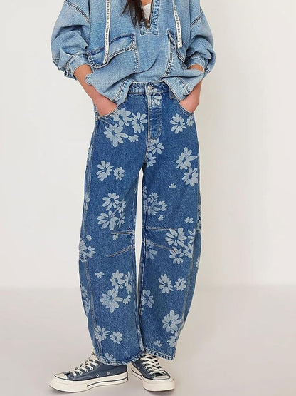 Women's Vintage Daisy Wide-Leg Jeans