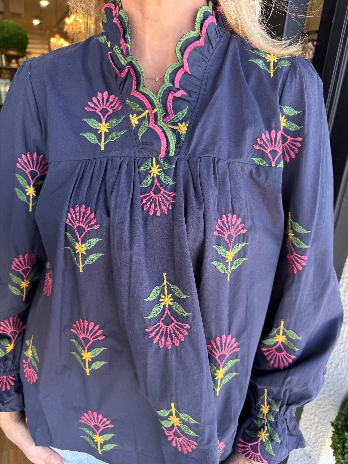 Women's Boho Ruffle-Neck Blouse