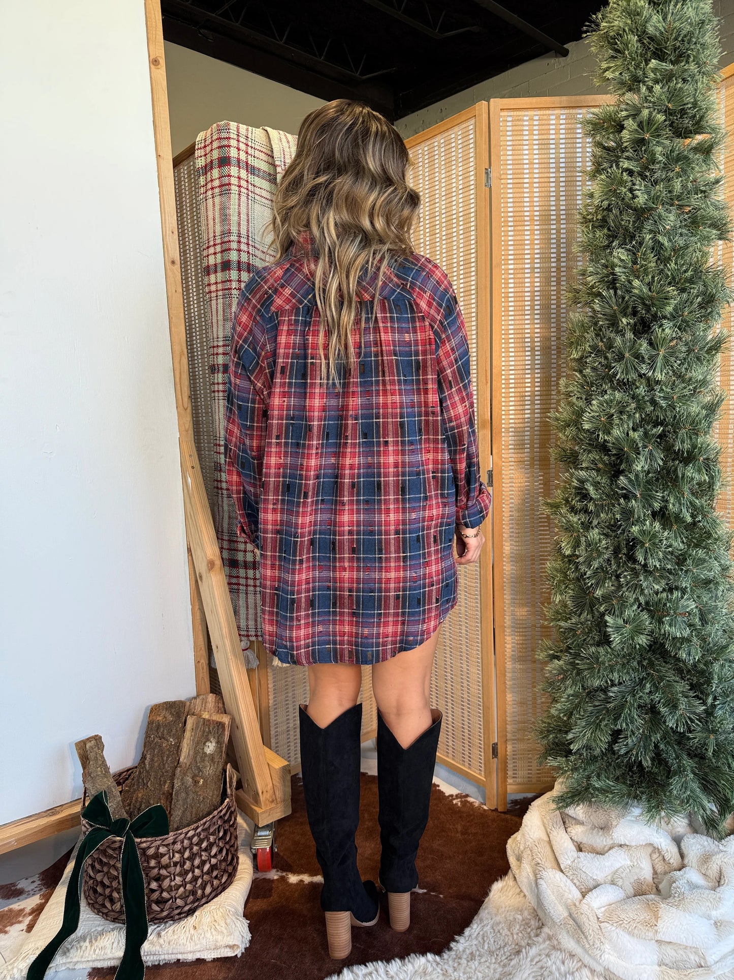 Women's Vintage Distressed Plaid Shirt