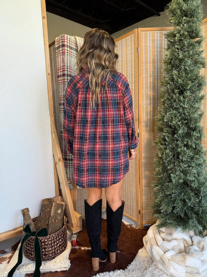 Women's Vintage Distressed Plaid Shirt