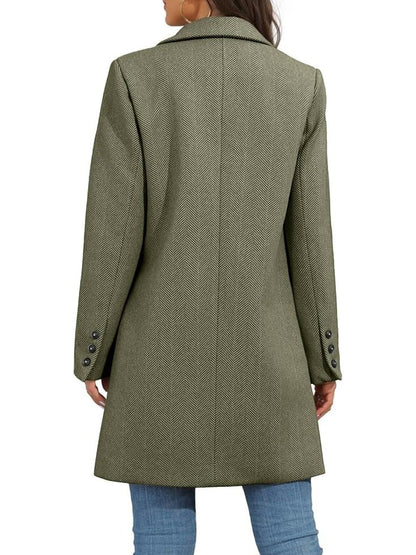 Women's Winter Notch Lapel Double Breasted Long Blazer Overcoat
