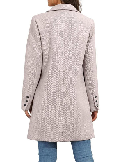 Women's Winter Notch Lapel Double Breasted Long Blazer Overcoat