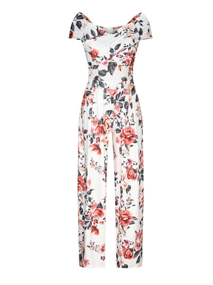 Women's Vintage Floral V-Neck Jumpsuit