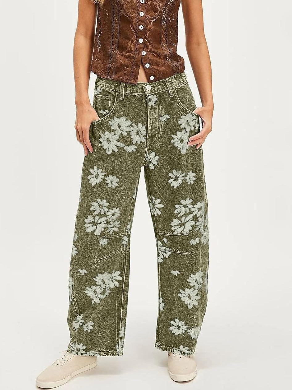 Women's Vintage Daisy Wide-Leg Jeans