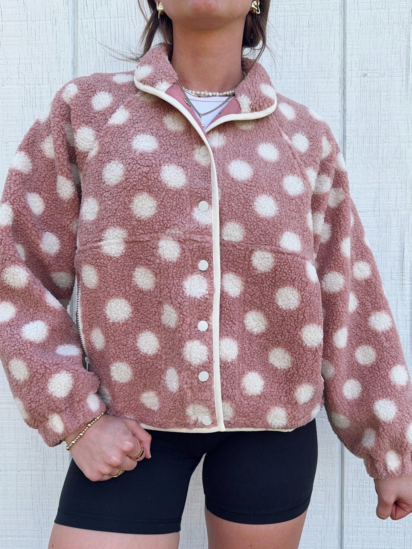 Women's Cozy Polka Dot Teddy Fleece Coat