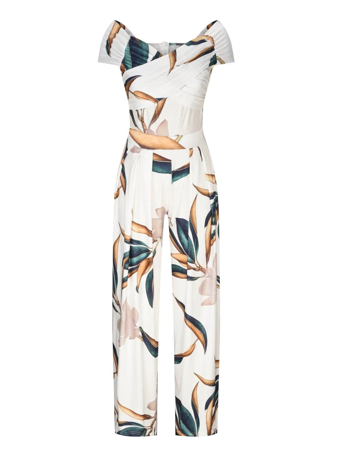 Women's Vintage Floral V-Neck Jumpsuit