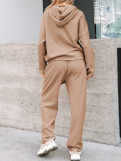 Women's Lace Drawstring Oversized Hoodie Two-Piece Set