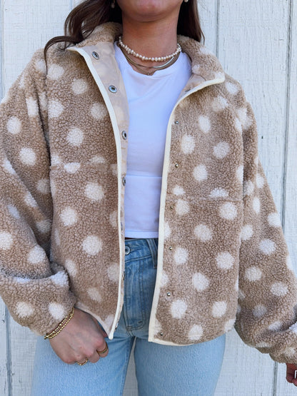 Women's Cozy Polka Dot Teddy Fleece Coat