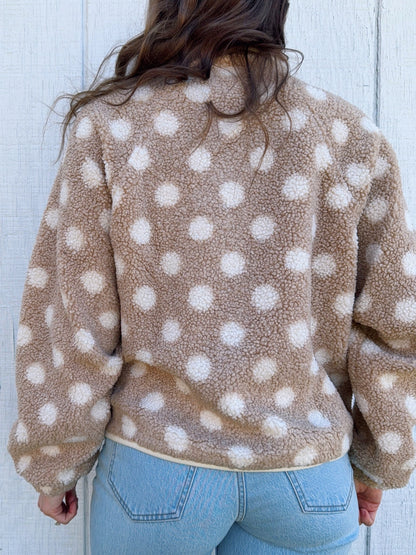 Women's Cozy Polka Dot Teddy Fleece Coat