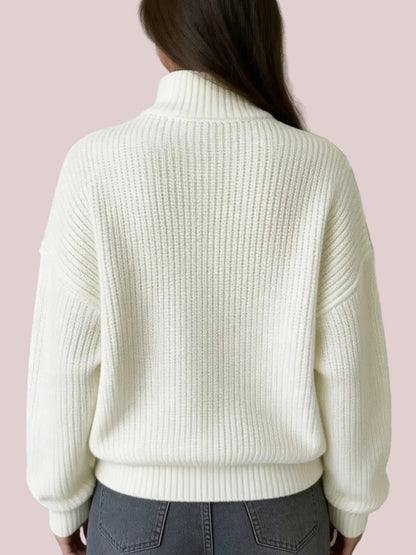 Women's Cozy Ribbed Half-Zip Mock Neck Sweater