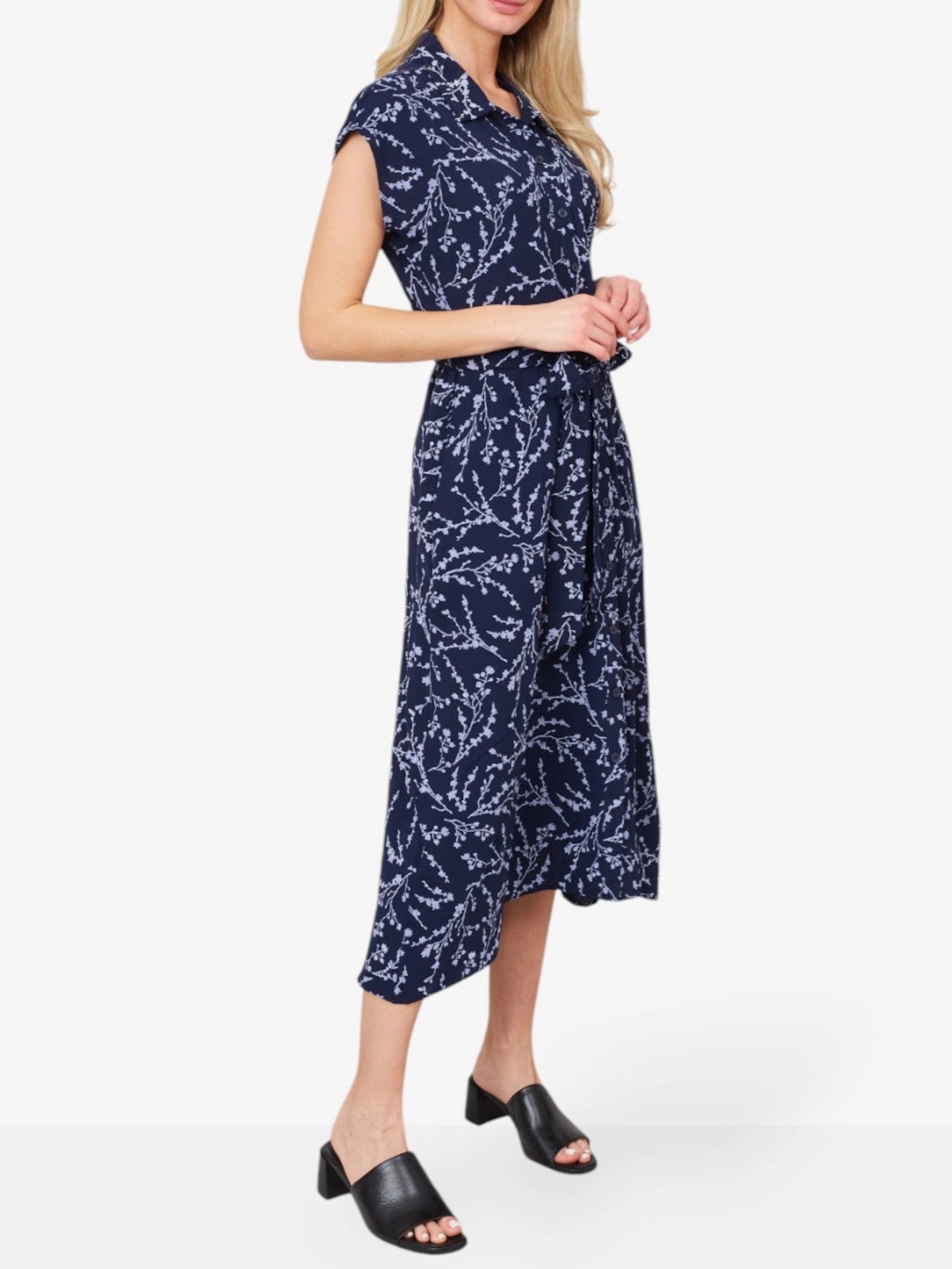 Women's Button Lace up Lapel Maxi Dress