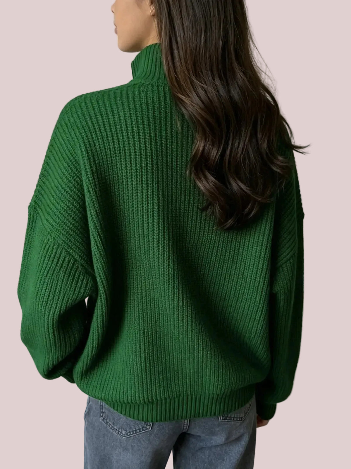 Women's Cozy Ribbed Half-Zip Mock Neck Sweater