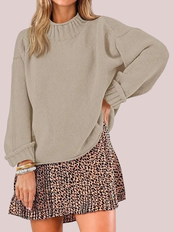 Women's Funnel Neck Slouchy Knit Top