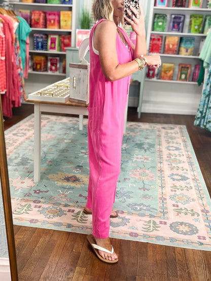 Women's Relaxed Sleeveless Button Jumpsuit