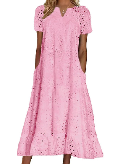 Women's Elegant Cutout V-Neck Maxi Dress