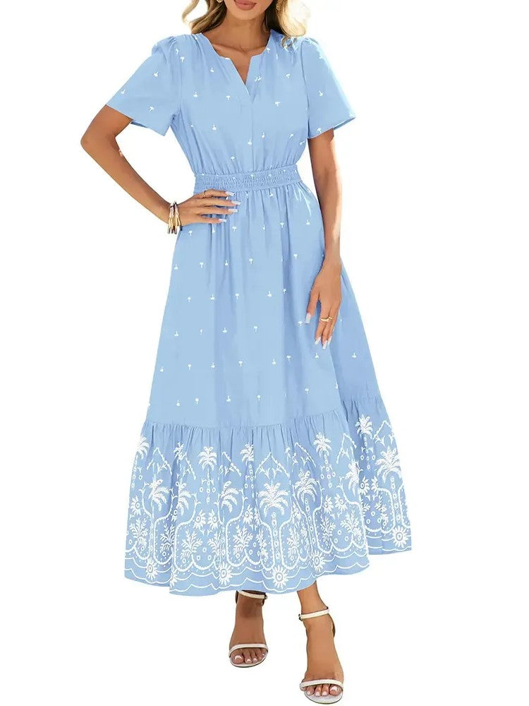 Women's Summer Boho V-Neck Maxi Dress