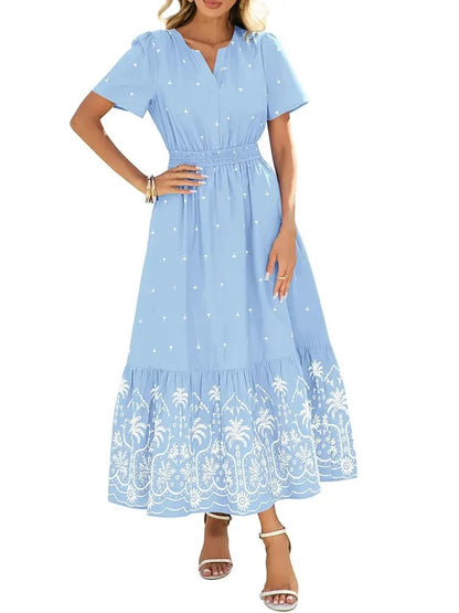 Women's Summer Boho V-Neck Maxi Dress