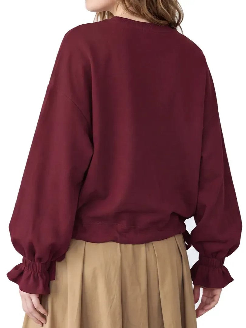 Women's Ruffled Cuff Oversized Casual Top