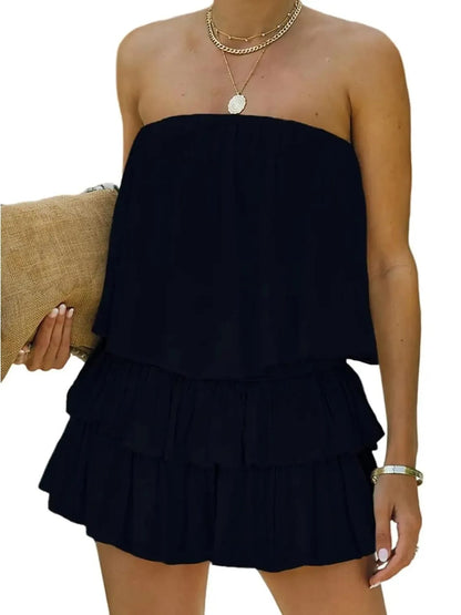 Women's Casual Chic Layered Off Shoulder Romper