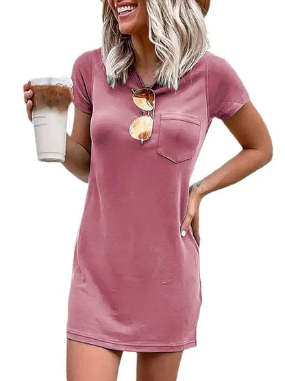 Women's Basic T-Shirt Dress with Pocket