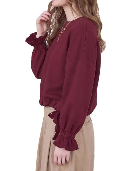 Women's Ruffled Cuff Oversized Casual Top