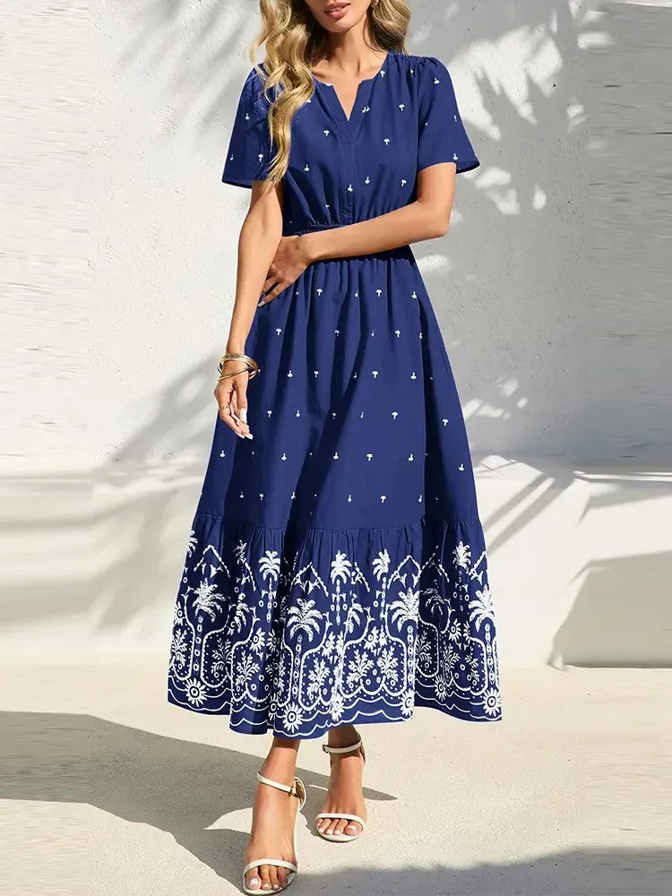 Women's Summer Boho V-Neck Maxi Dress
