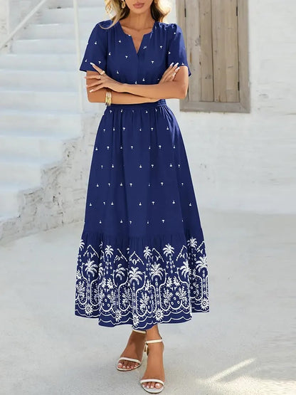 Women's Summer Boho V-Neck Maxi Dress