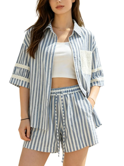 Women's Casual Summer Striped Two-Piece Outfit