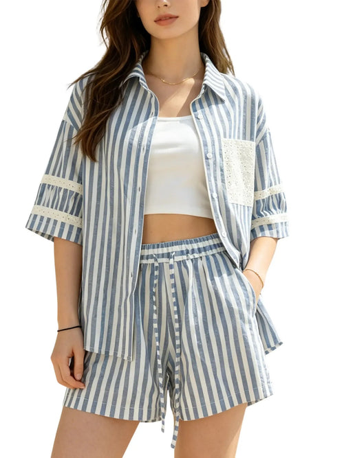 Women's Casual Summer Striped Two-Piece Outfit