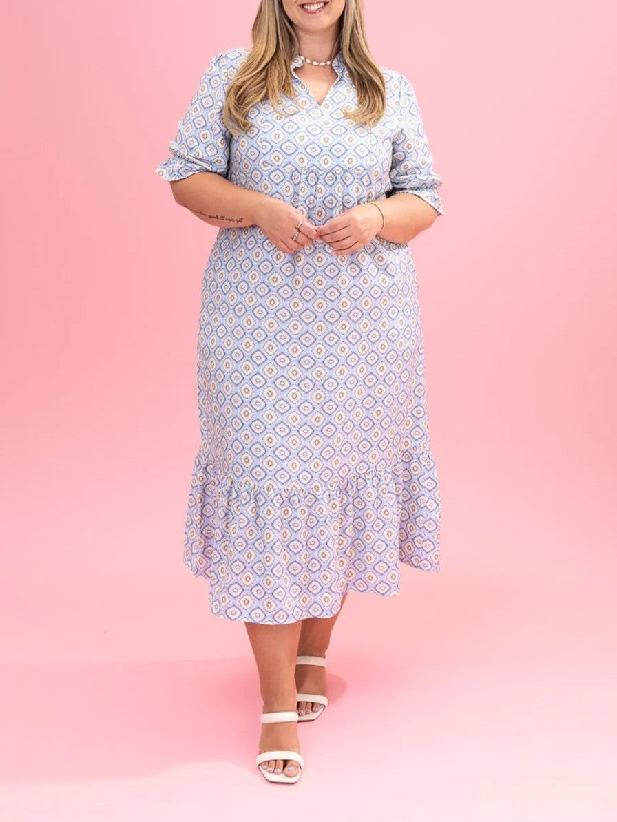 Women's Casual Chic Printed Dress with Ruffled Hem