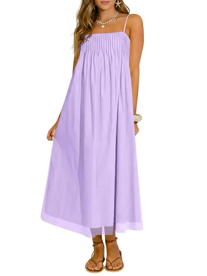 Women's Spaghetti Strap Loose Vacation Midi Dress