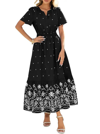 Women's Summer Boho V-Neck Maxi Dress