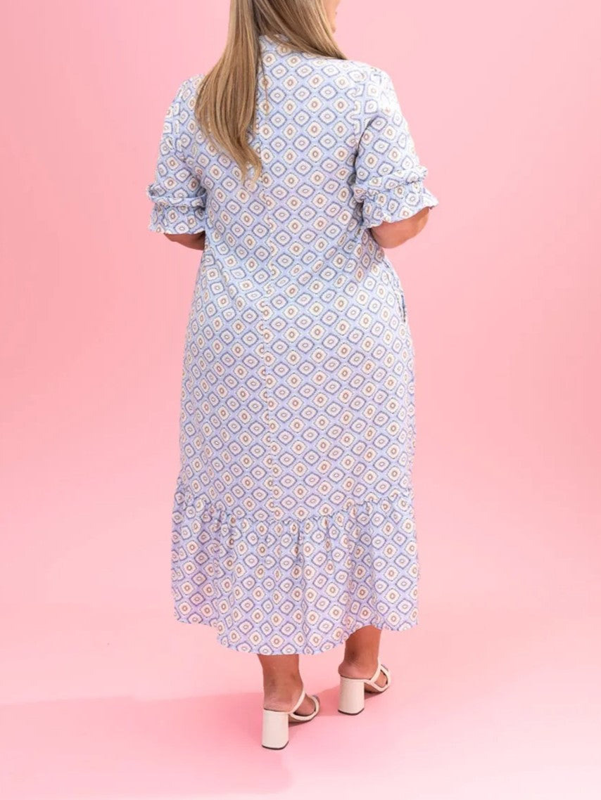Women's Casual Chic Printed Dress with Ruffled Hem