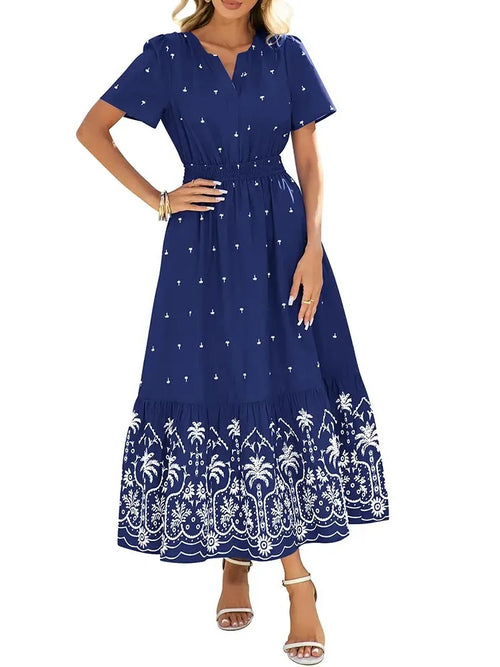 Women's Summer Boho V-Neck Maxi Dress